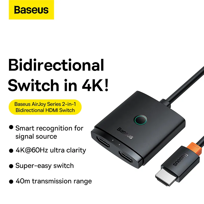 Baseus AirJoy Series 2-in-1 HDMI Switcher (BS-OH114) – 4K@60Hz, Dual Mode