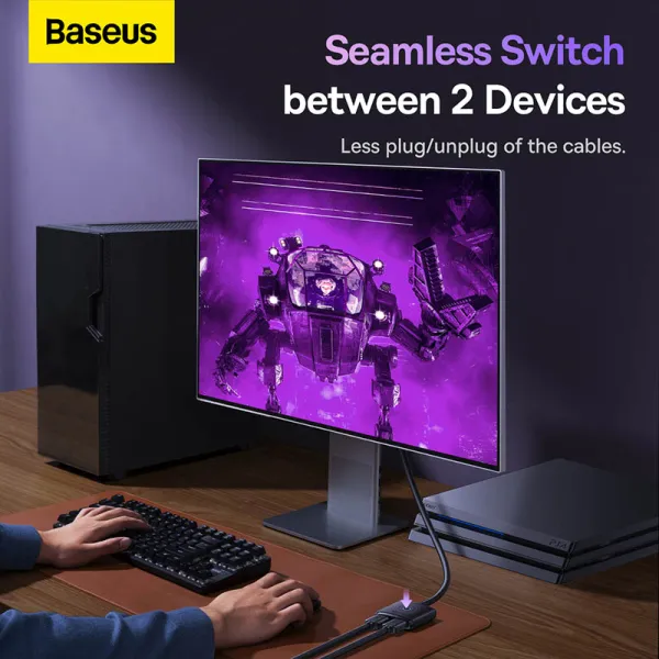 Baseus AirJoy Series 2-in-1 HDMI Switcher (BS-OH114) – 4K@60Hz, Dual Mode