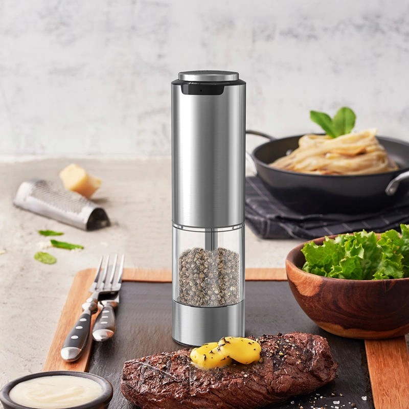 CIRCLE JOY Rechargeable Electric Salt and Pepper Grinder Set – Stainless Steel with LED Light