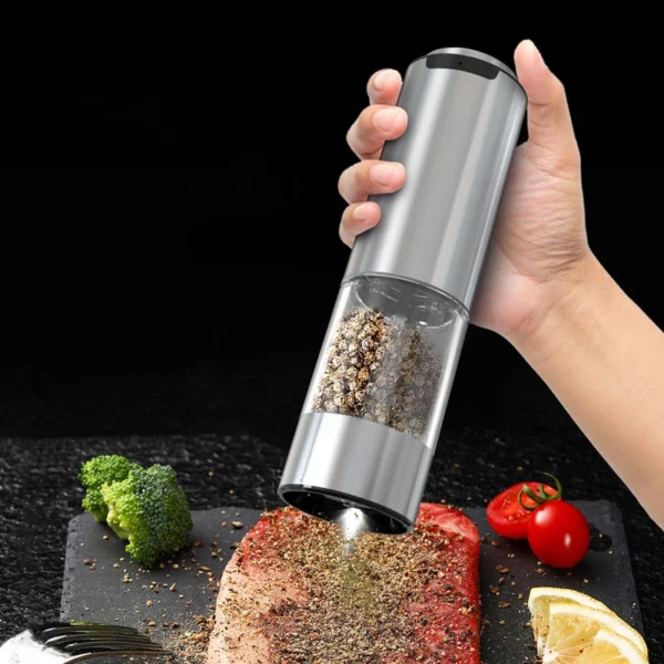 CIRCLE JOY Rechargeable Electric Salt and Pepper Grinder Set – Stainless Steel with LED Light