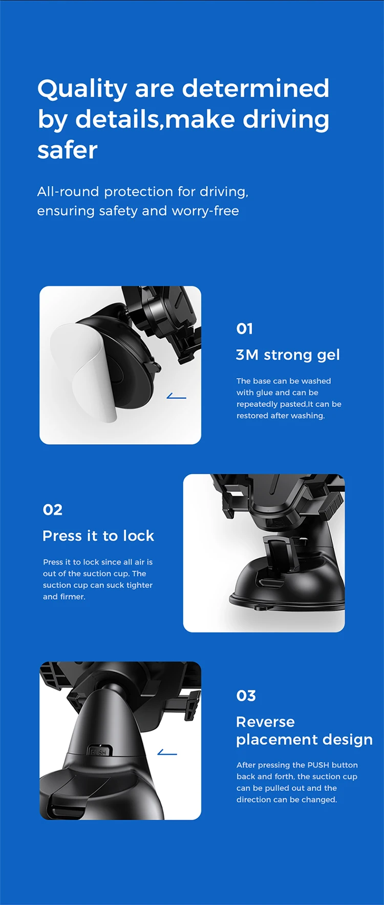 JOYROOM JR-OK2 T-Bracket Silicone Suction Cup Phone Holder Car Mount Holder