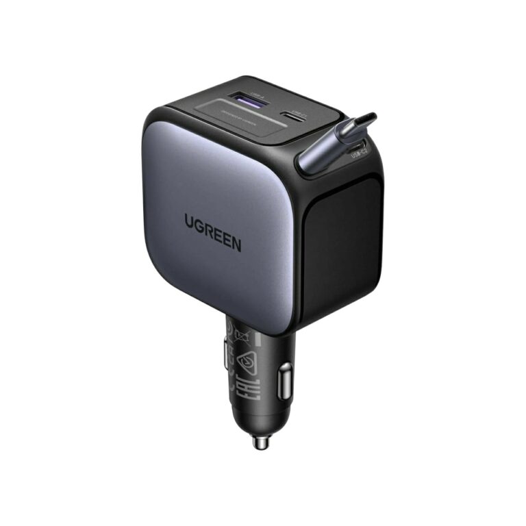 ugreen-145w-retractable-car-charger-ec604-built-in-usb-c-cable-fast-charging