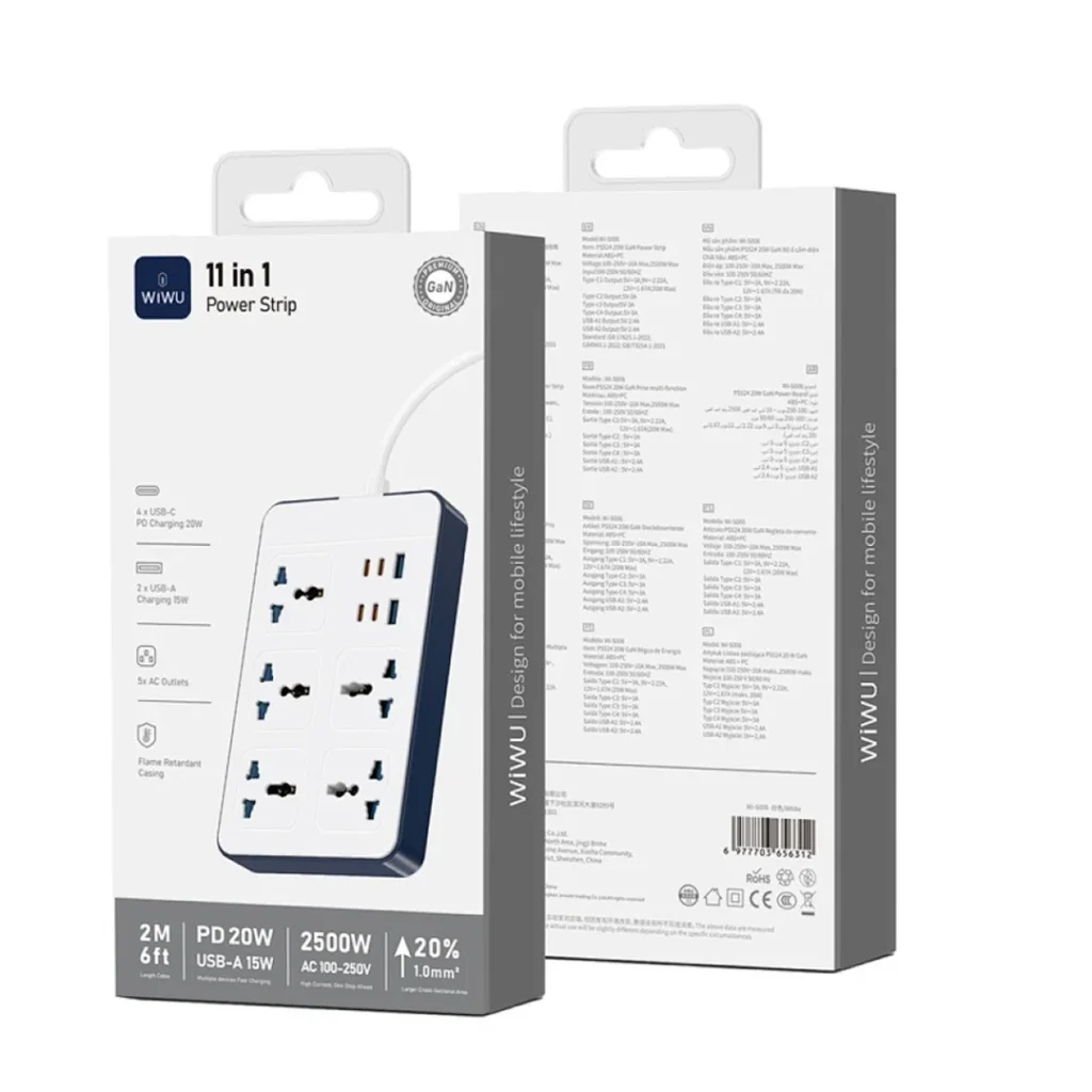 WiWU Wi-S006 PS524 20W GaN 11 in 1 Multifunction Power Strip