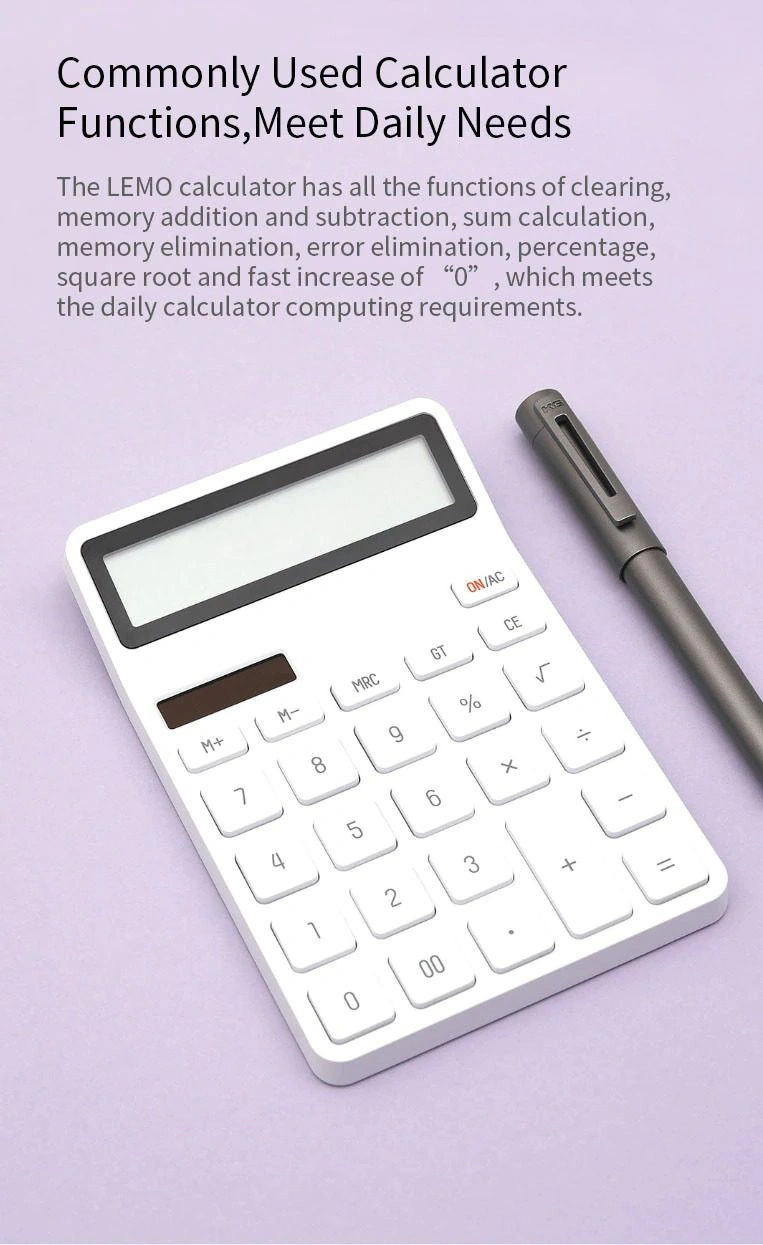 Xiaomi Kaco LEMO Electric Calculator with 12-digit LCD display and intelligent auto shutdown