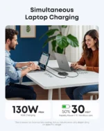 Anker 130W 6 Port PIQ 3.0 and GaN Nano Fast Charger A2155 with USB C and USB A ports for laptops phones and tablets