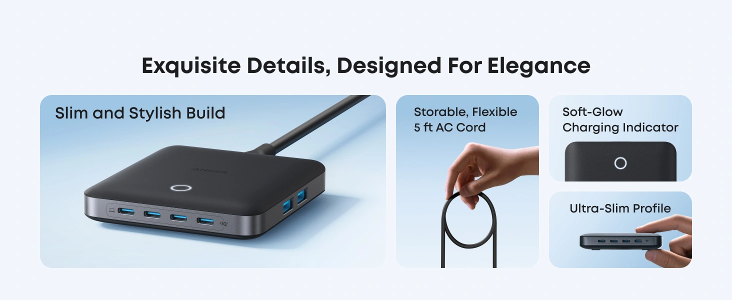 Anker 130W 6 Port PIQ 3.0 and GaN Nano Fast Charger A2155 with USB C and USB A ports for laptops phones and tablets