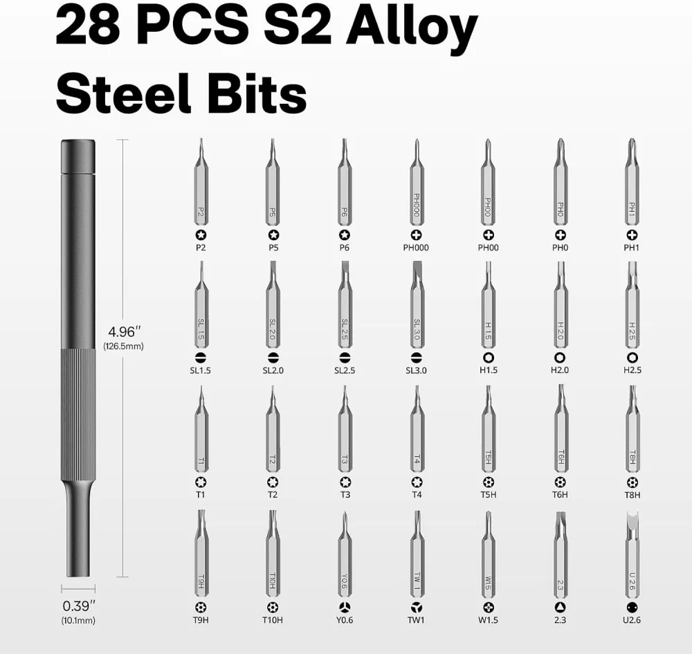 HOTO 28 in 1 Precision Screwdriver Set QWLSD009 Magnetic Mini Repair Kit for Electronics, Watches, Phones, and Laptops