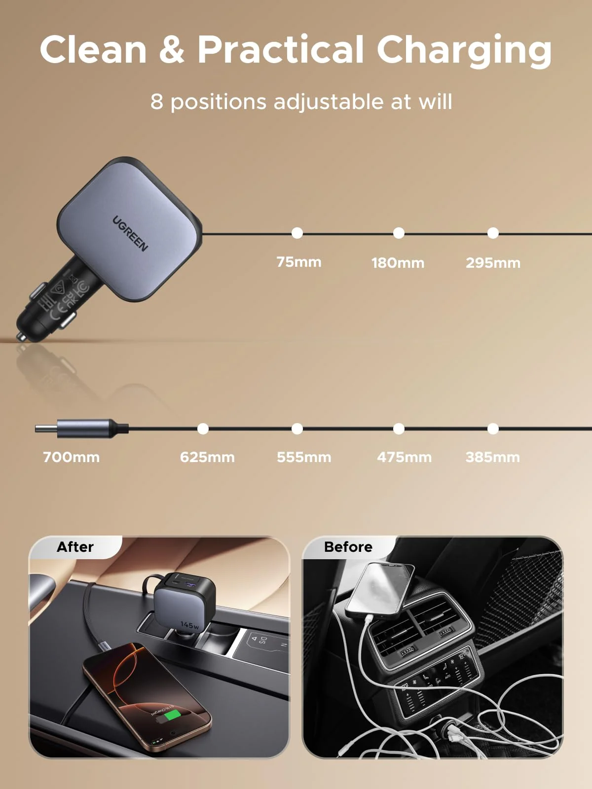 ugreen-145w-retractable-car-charger-ec604-built-in-usb-c-cable-fast-charging