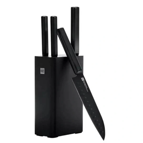 Xiaomi Huohou 5-Piece Non-Stick Kitchen Knife Set HU0076 with stainless steel knives and elegant stand