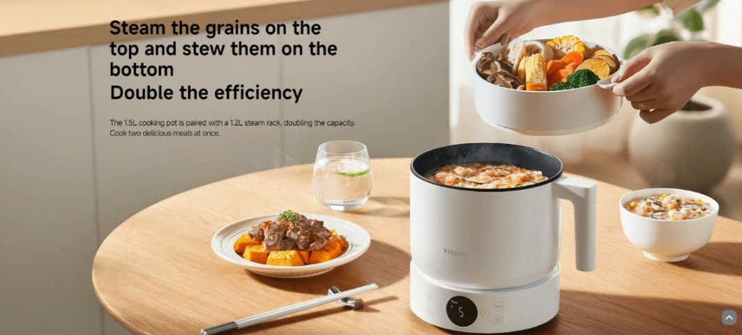 Xiaomi Mijia Multi-functional Electric Cooker MEC01 1.5L with Steamer – 1000W Fast Cooking
