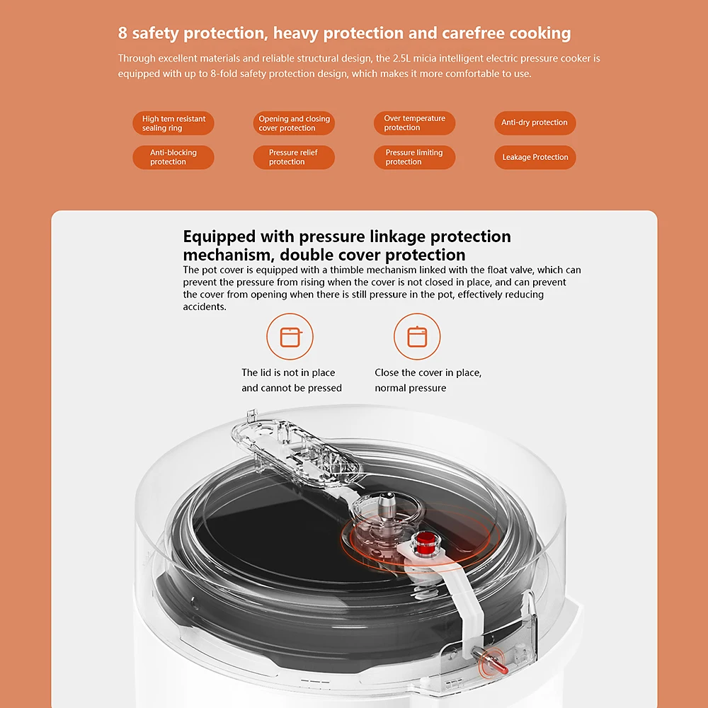 Xiaomi Mijia Smart Electric Pressure Cooker 2.5L with APP Control and multi-function cooking
