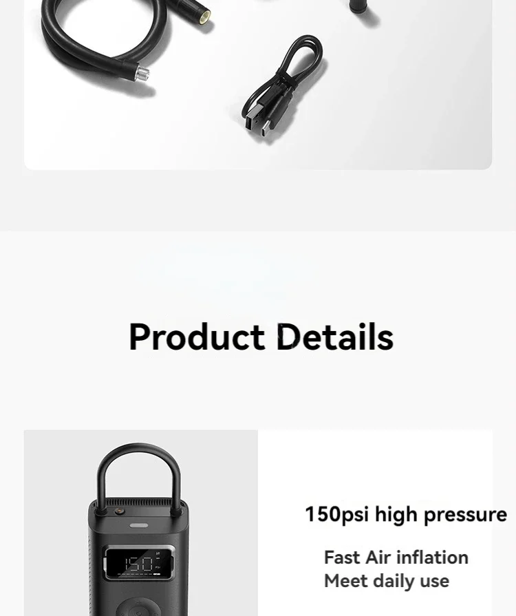 Xiaomi Portable Electric Air Compressor 2 Pro MJCQB07PQW cordless inflator pump with 150 PSI and preset modes