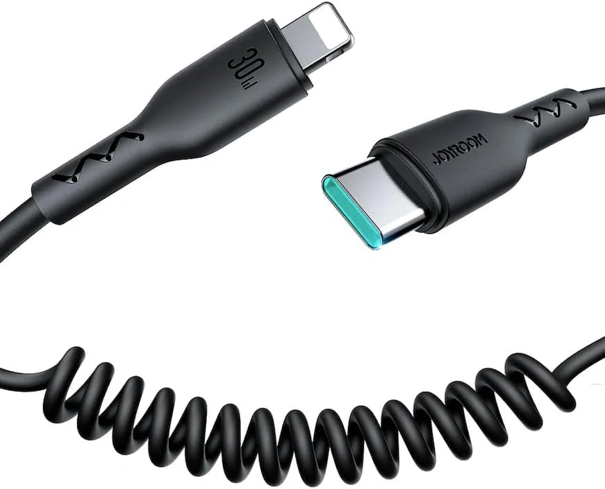 JOYROOM A38 Easy Travel Series Type-C to Lightning Coiled Data Cable 1.5m with safe fast charging