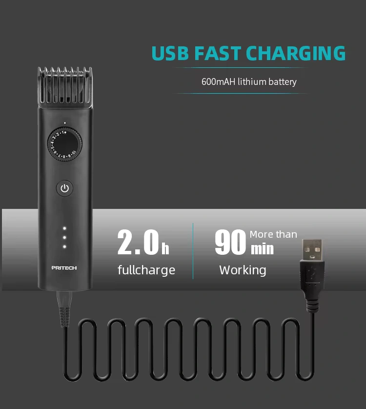 PRITECH PR-2388 Beard Trimmer IPX6 Waterproof Rechargeable Hair Trimmer with Stainless Steel Blades