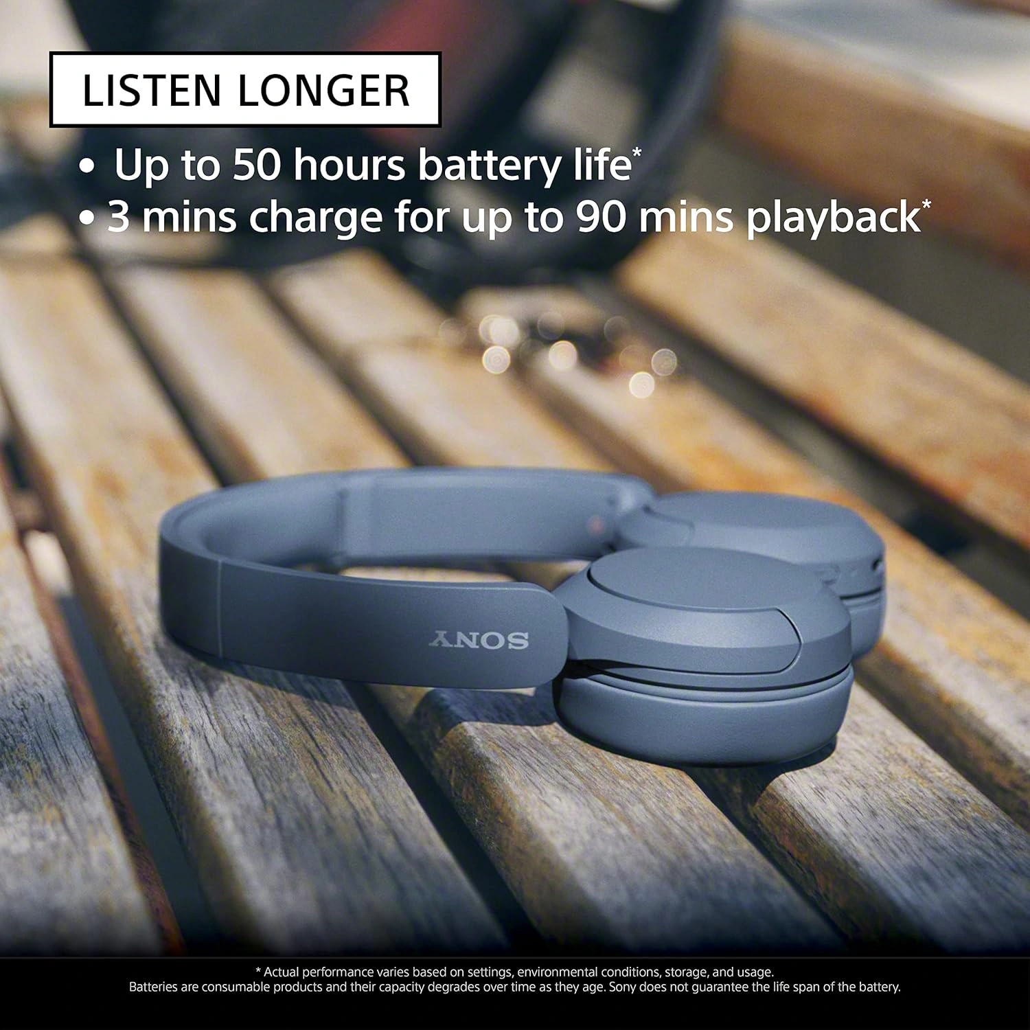 Sony WH-CH520 Wireless Bluetooth Headphones with 50-hour battery, DSEE technology, and quick charging