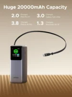 UGREEN Nexode 20000mAh 165W Power Bank with Built-in Retractable USB-C Cable for Laptop and Phone Fast Charging