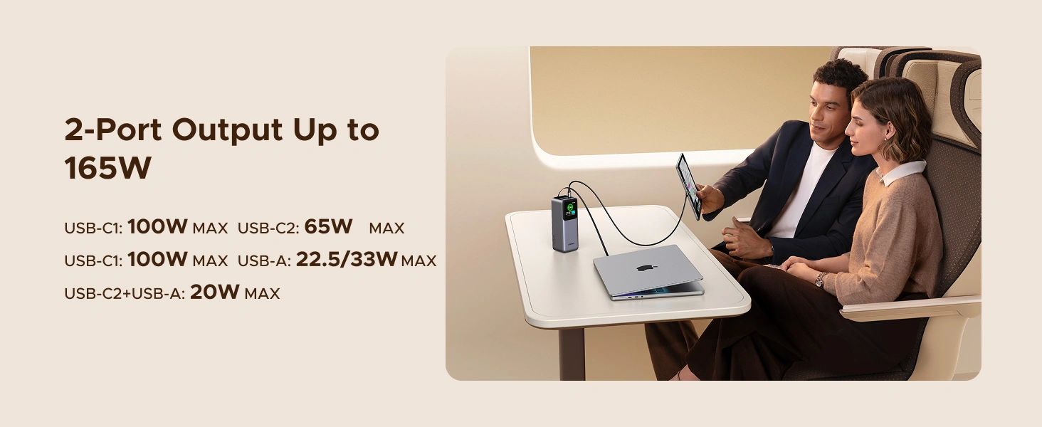 UGREEN Nexode 20000mAh 165W Power Bank with Built-in Retractable USB-C Cable for Laptop and Phone Fast Charging