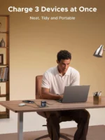 UGREEN Nexode 65W GaN USB C Retractable Charger with built-in cable and 3-port fast charging for iPhone, Samsung, MacBook, Pixel, iPad