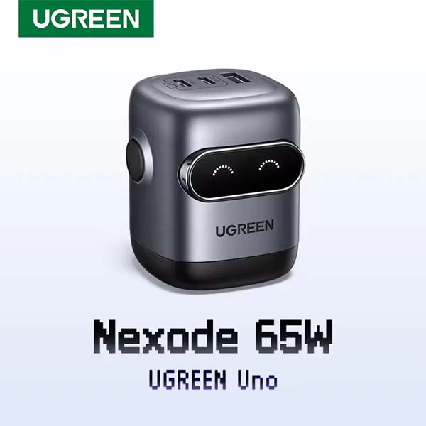 UGREEN UNO X662 QPai Robot 65W GaN Charger with LED Display and Multi-Port Fast Charging