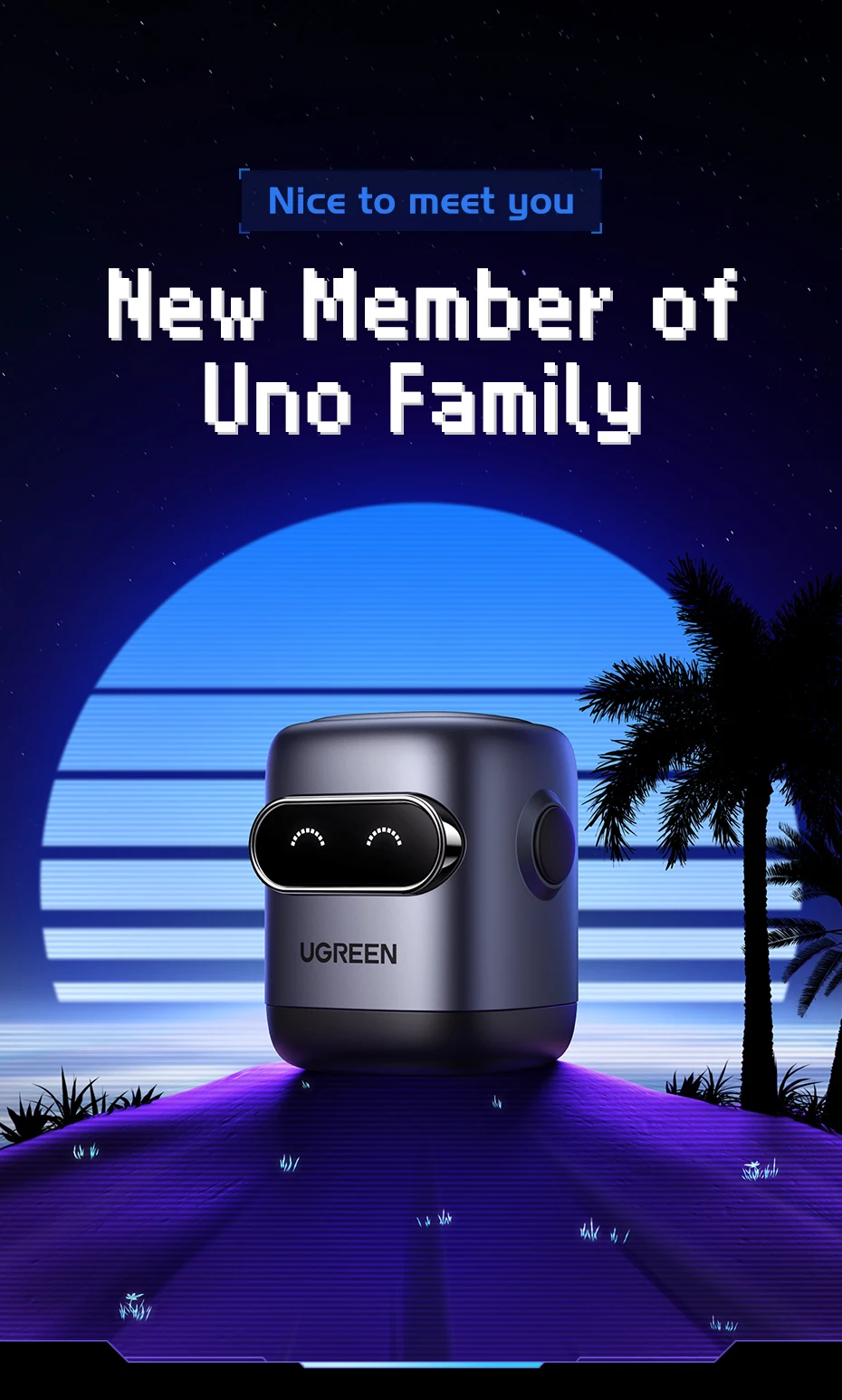 UGREEN UNO X662 QPai Robot 65W GaN Charger with LED Display and Multi-Port Fast Charging