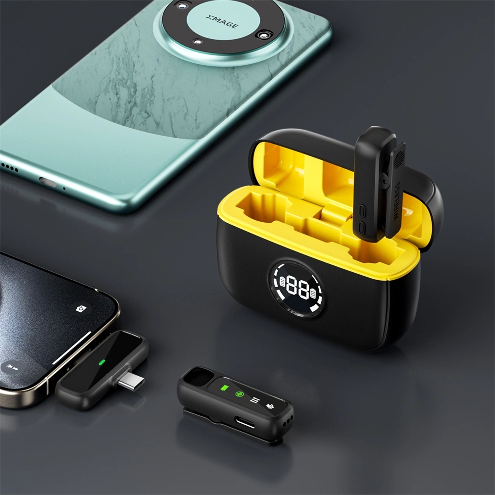 WIWU Wi-WM003 Duo Wireless Mini Microphone with ANC and Dual Lightning Type-C Charging Case