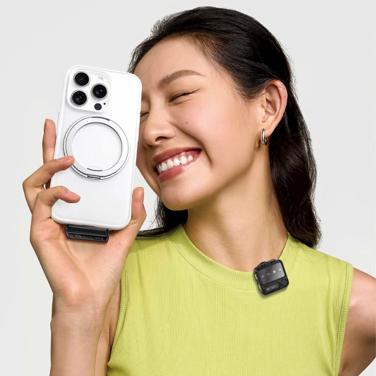 WiWU Wi-WM005 Duo Wireless Microphone with ANC Noise Cancellation and Dual Lightning Type-C Receiver