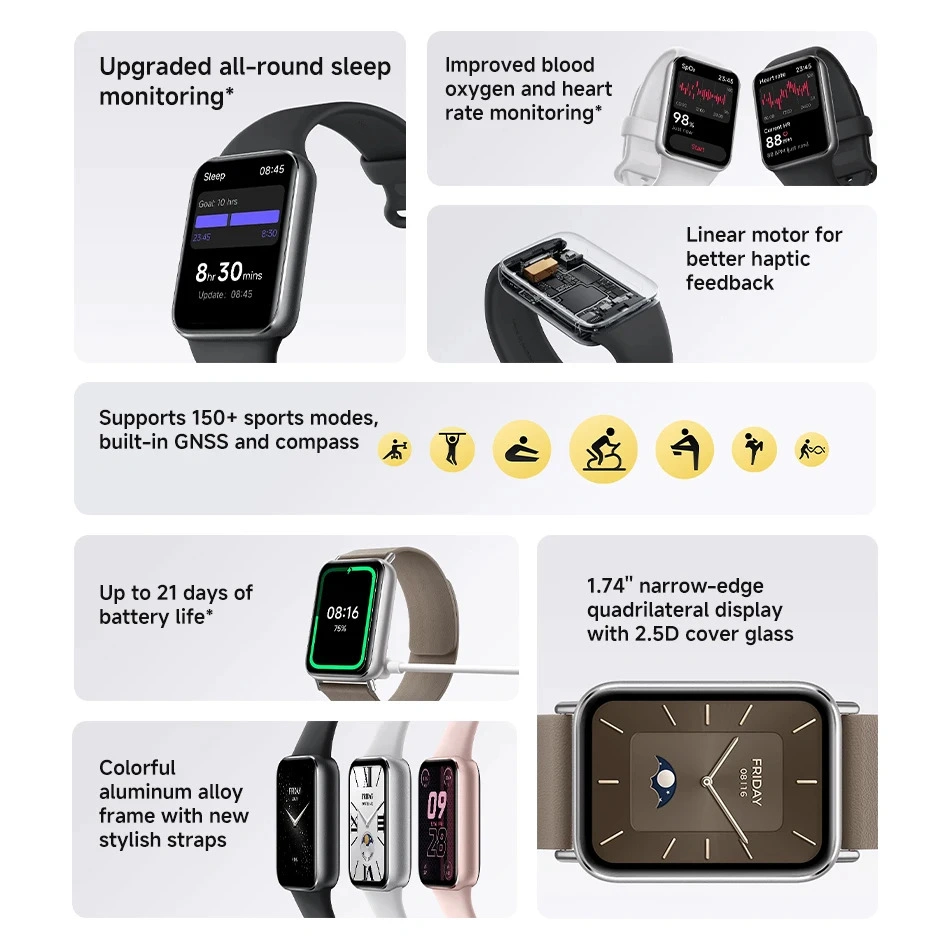 Xiaomi Band 9 Pro 1.74 Inch AMOLED Smart Fitness Tracker with GPS and 150 Sports Modes