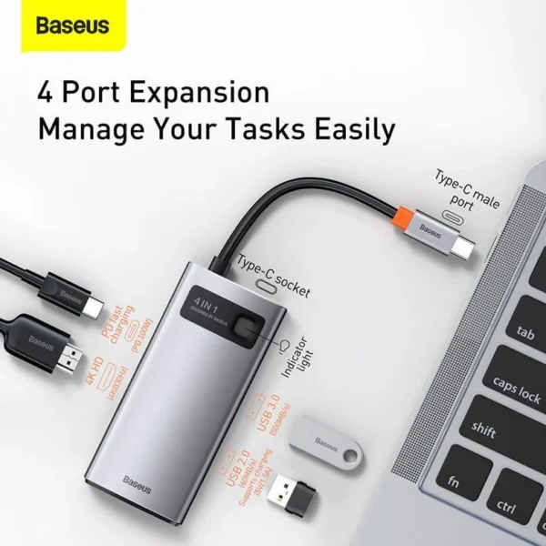 Baseus Metal Gleam Series 4-in-1 Type-C HUB Docking Station 100W PD 4K HDMI CAHUB-CY0G