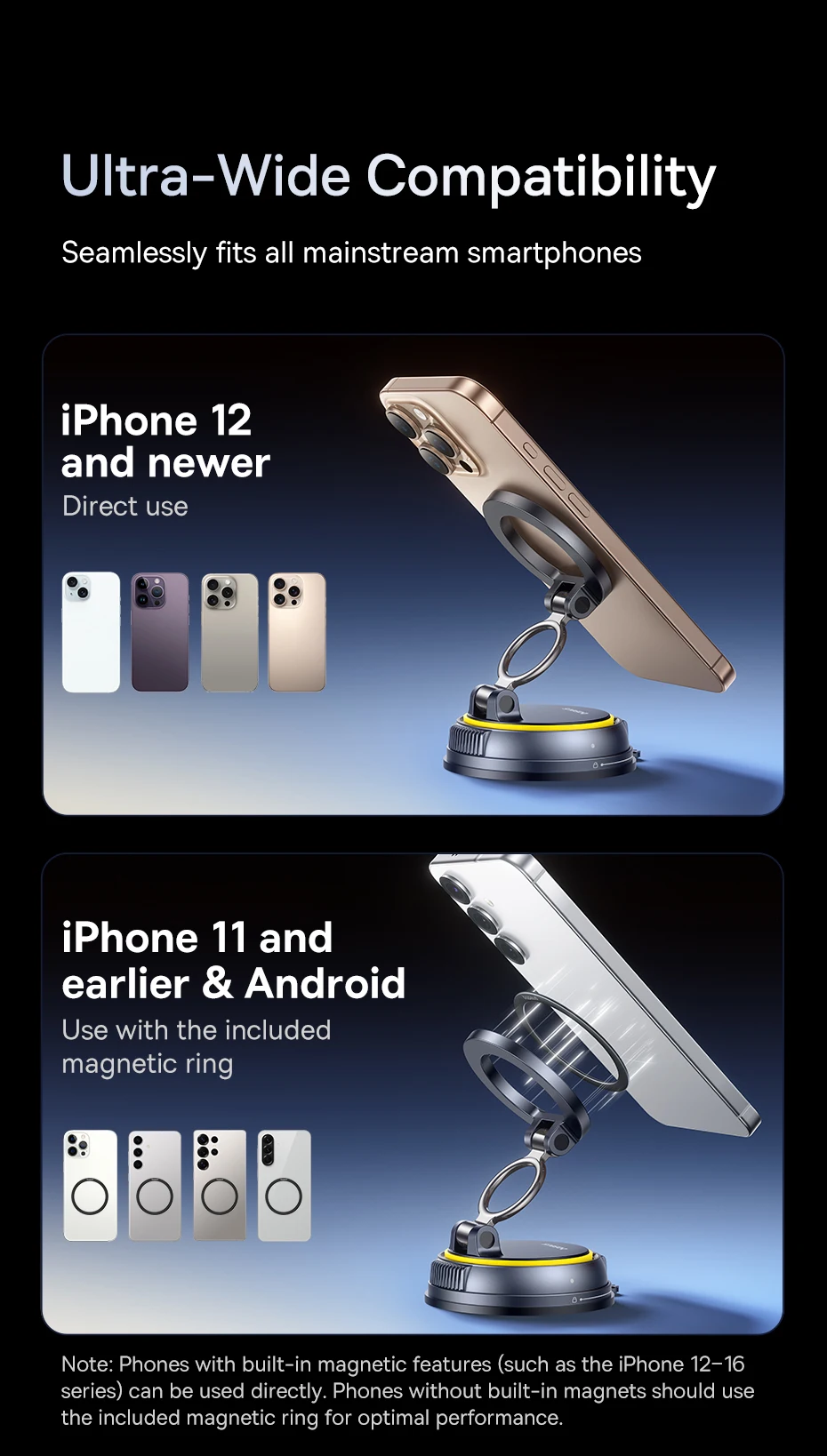 Baseus PrimeTrip VC2 Flex Vacuum Magnetic Car Phone Holder 360° Rotation Stand for iPhone Samsung XiaomiBaseus PrimeTrip VC2 Flex Vacuum Magnetic Car Phone Holder 360° Rotation Stand for iPhone Samsung Xiaomi