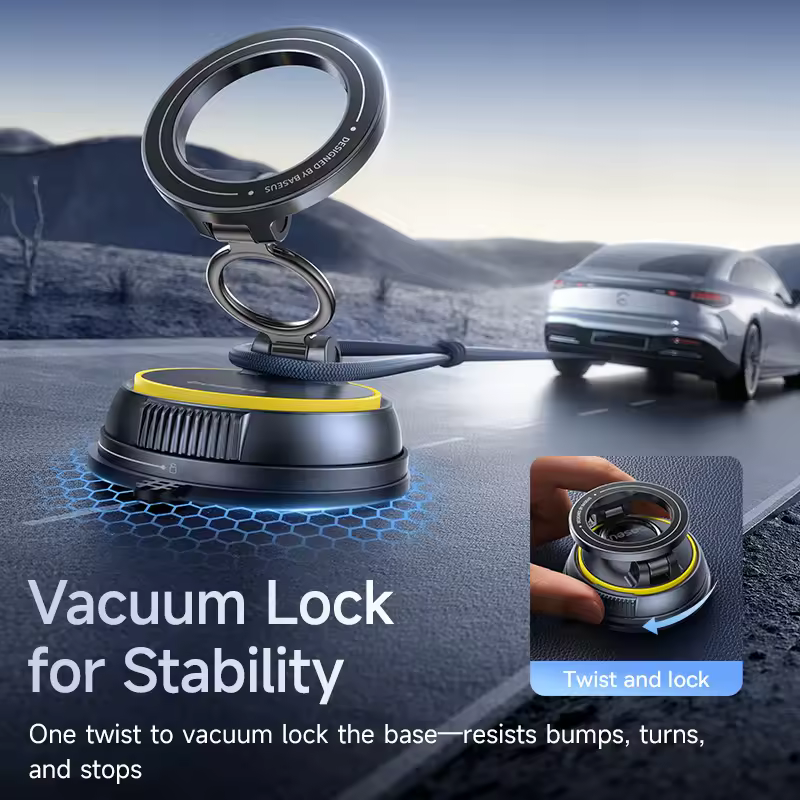Baseus PrimeTrip VC2 Flex Vacuum Magnetic Car Phone Holder 360° Rotation Stand for iPhone Samsung Xiaomi