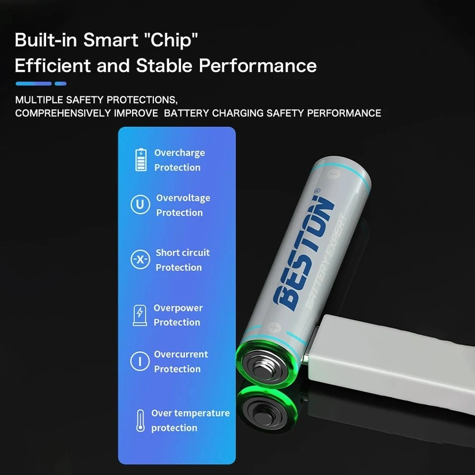 Beston AAA 400mAh USB-C Rechargeable Lithium Battery 1.5V 4PCS Pack