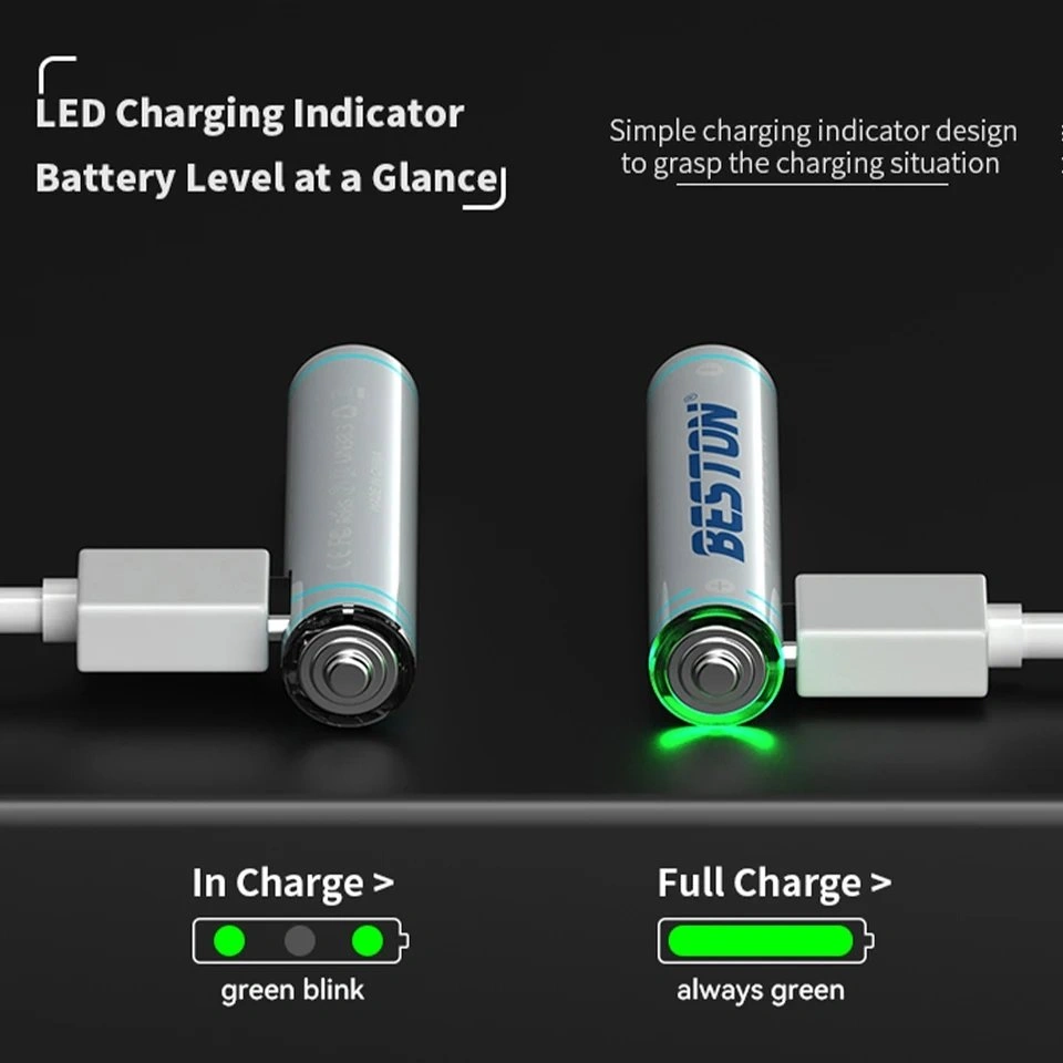 Beston AAA 400mAh USB-C Rechargeable Lithium Battery 1.5V 4PCS Pack