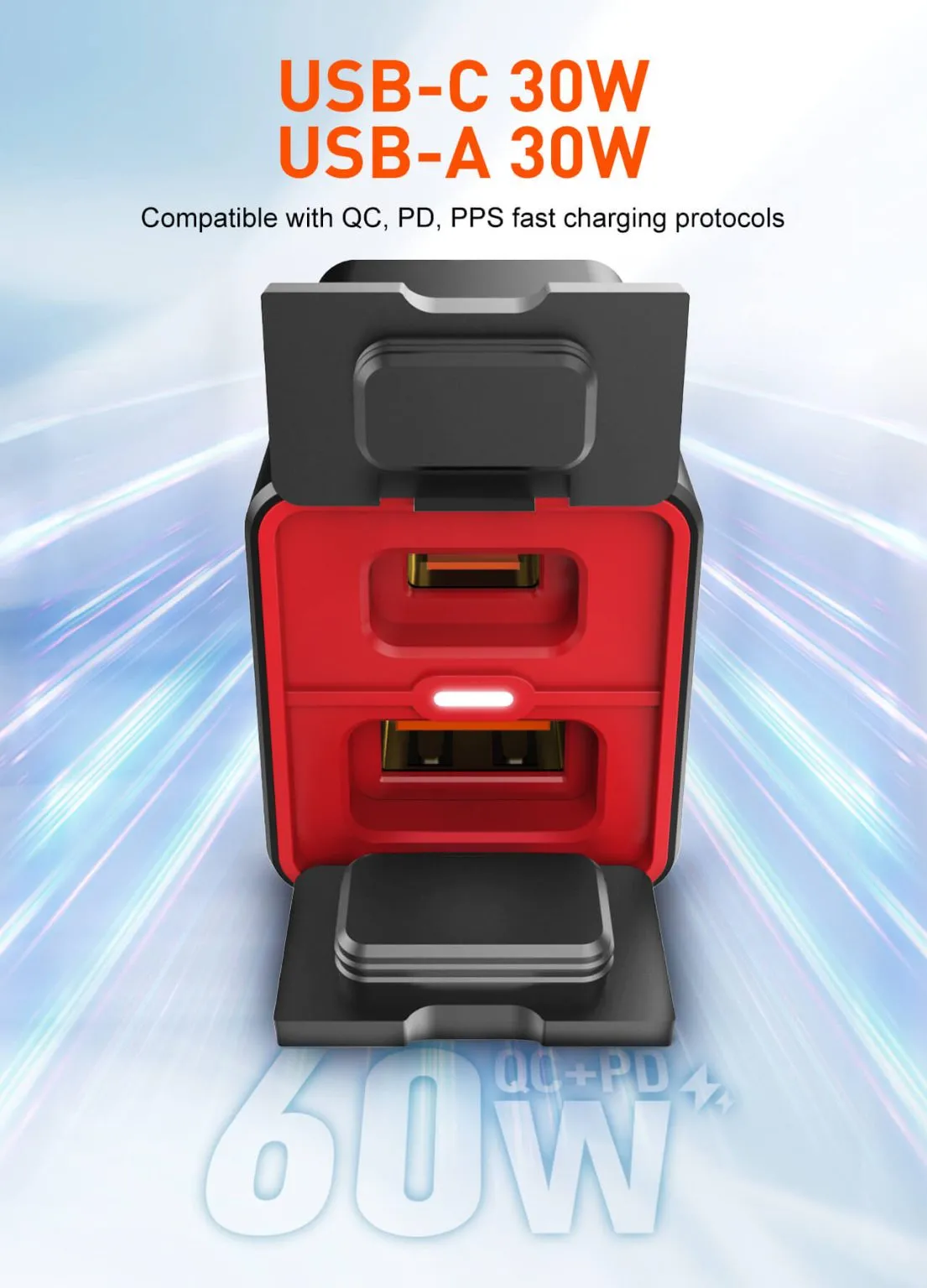 LDNIO C108 60W Super Fast Motorcycle Charger with PD+QC3.0 Dual Ports and IPX6 Waterproof Design