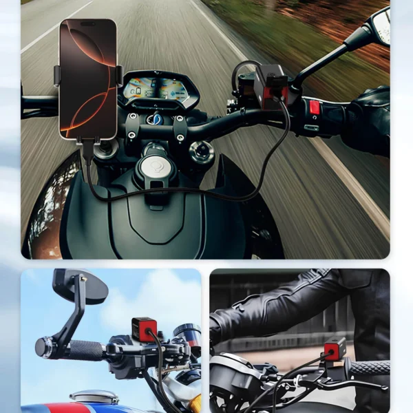 LDNIO C108 60W Super Fast Motorcycle Charger with PD+QC3.0 Dual Ports and IPX6 Waterproof Design