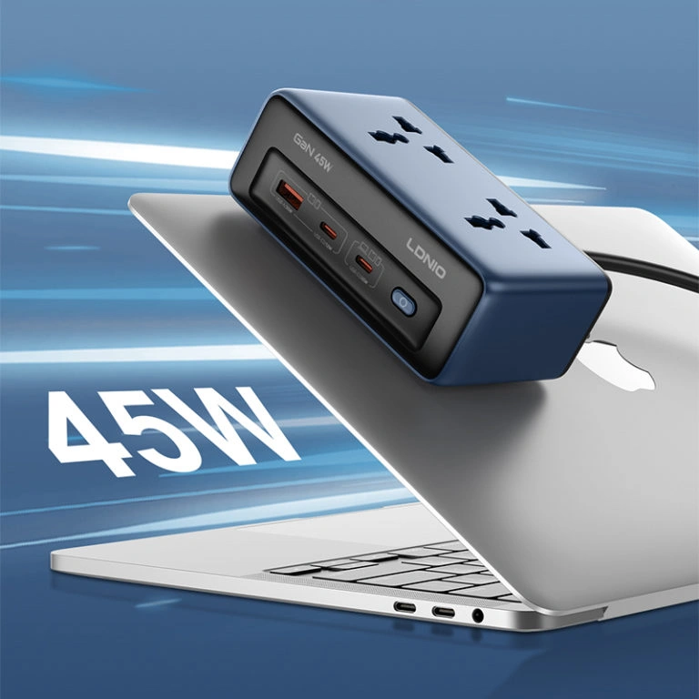 LDNIO SC1 45W GaN PD Universal Socket Power Strip 2500W with fast USB-C charging and universal plug design