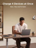 UGREEN Nexode 100W GaN USB C Retractable Charger with Built-in Cable and 3-Port Fast Charging Adapter