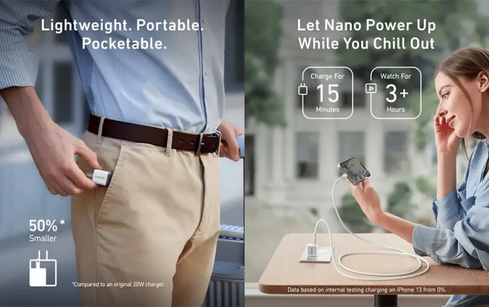 Anker PowerPort III 20W Cube PD Charger with USB-C to Lightning Cable (B2149) Features: Power up the iPhone 13 series to 50% in less than half an hour—that’s 3x faster compared to an original 5W charger. Easily carry PowerPort III 20W Cube with you thanks to the compact design. Equipped with a wide range of safety features including temperature control and current regulation to protect your connected devices. Charger with you wherever you go and Charge phones, tablets, earbuds, and more. More Specifications: Product Name: Anker 20W Wall Charger Charging Ports: USB-C Cable Power: 20W Input: 100-240V~0.6A 50-60Hz Output: 5V=3A / 9V=2.22A Main Feature: PowerIQ 3.0