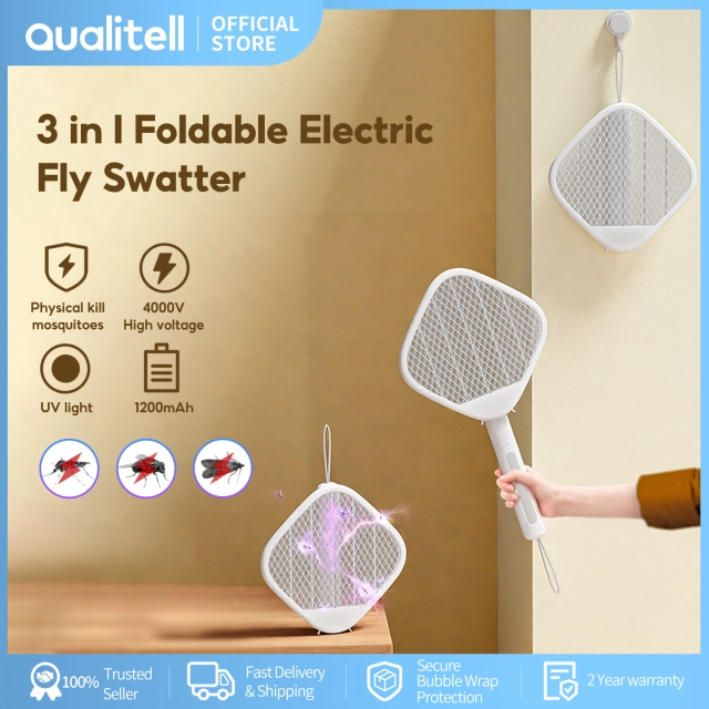 Qualitell Foldable Electric Mosquito Swatter V1 4000V UV light mosquito bat