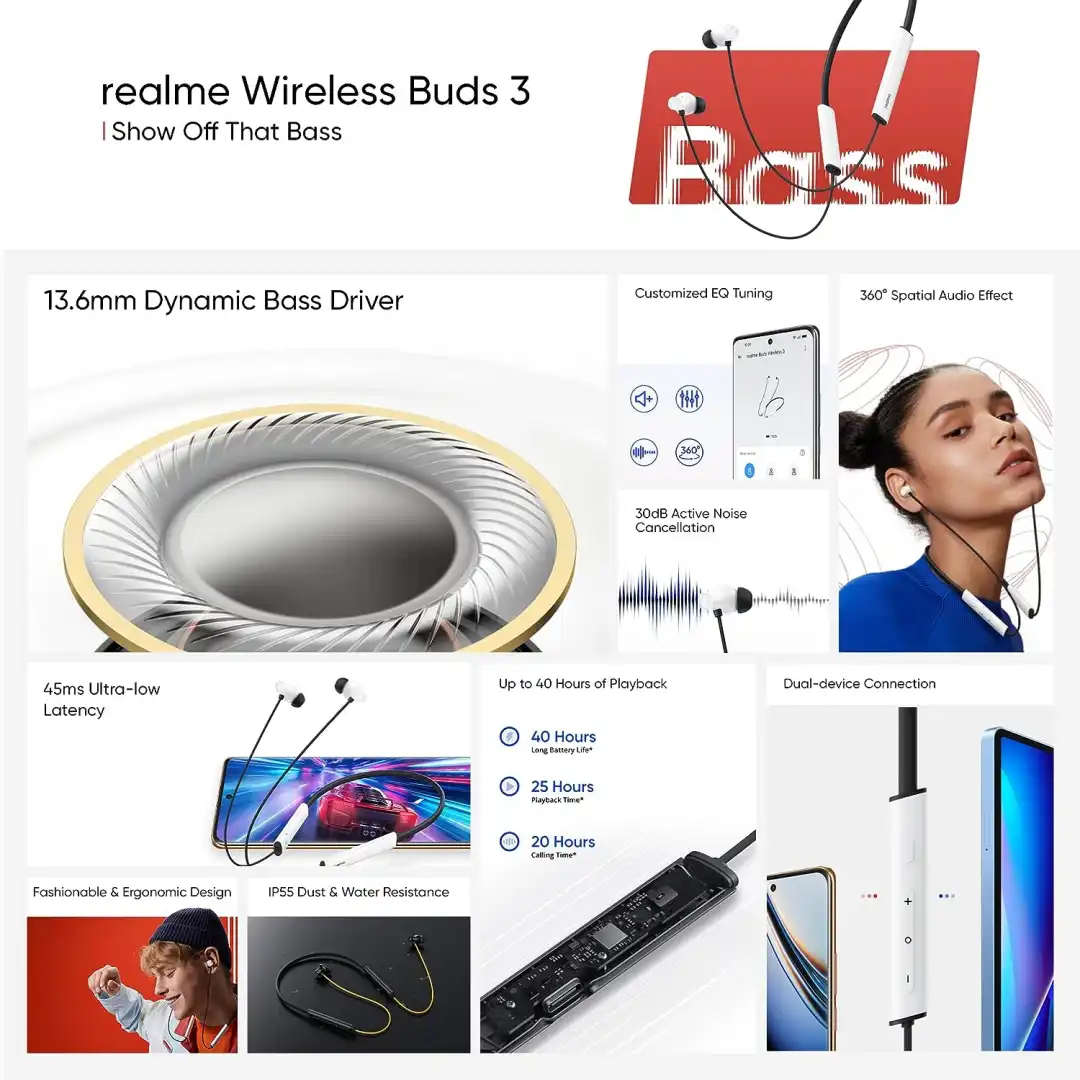 realme Buds Wireless 3 with 30dB ANC Neckband