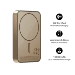 Momax Qi2 magnetic wireless power bank securely attached to MagSafe iPhone