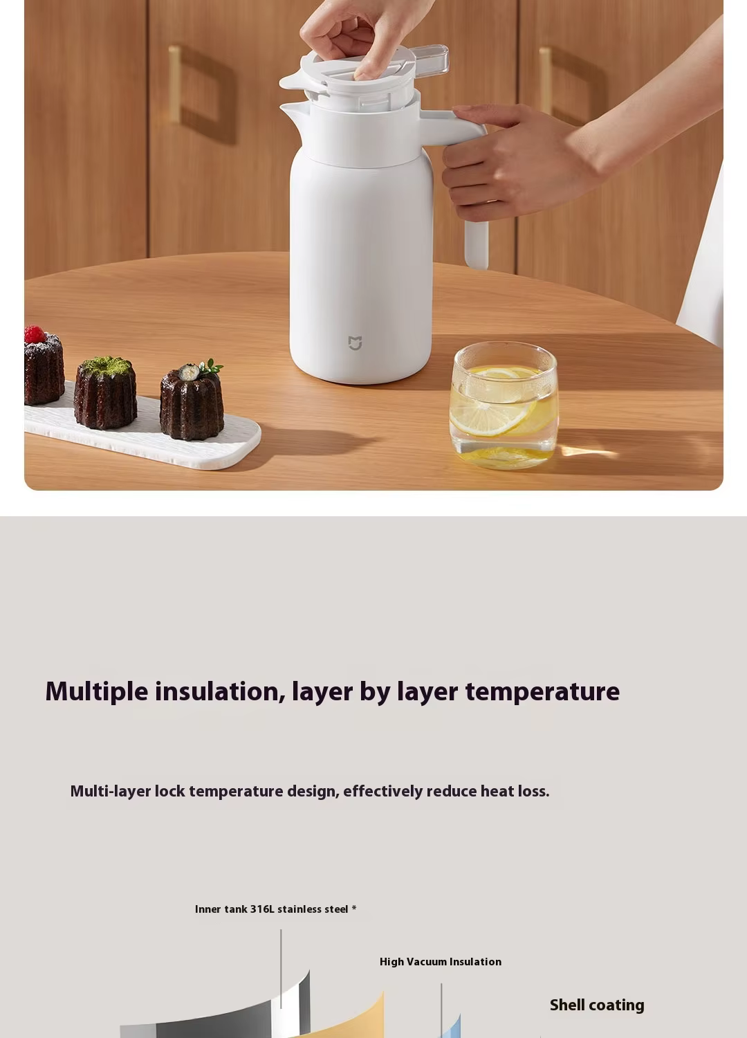 Xiaomi Mijia thermos flask vacuum insulated stainless steel 316L 1.5L 1.8L thermal kettle