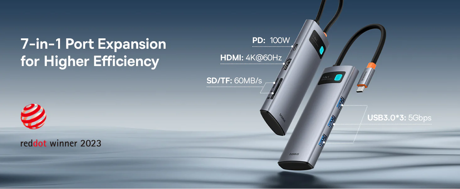 Baseus UltraJoy Series 7-Port HUB Docking Station (Type-C to HDMI 4K 60Hz)