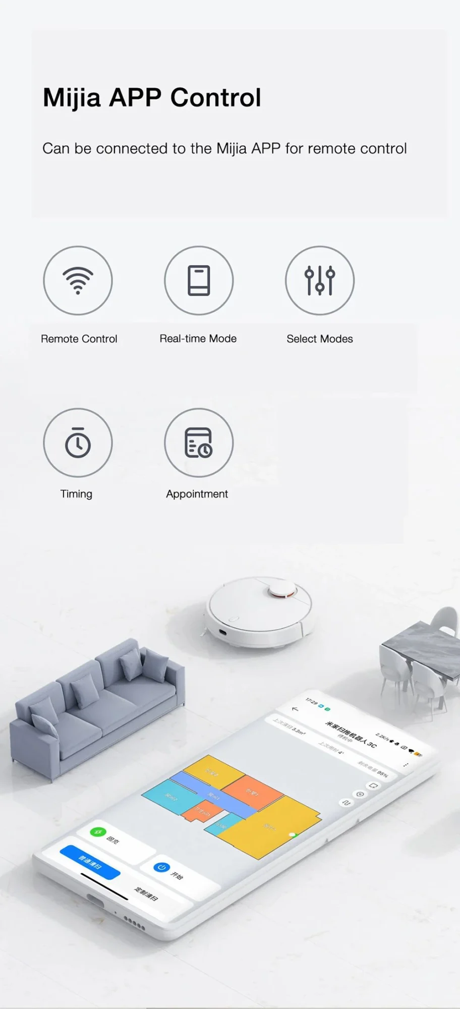 XIAOMI MIJIA Robot Vacuum Mop 3C Enhanced Edition Cyclone Suction