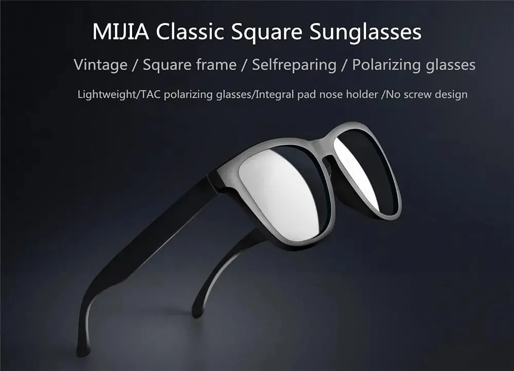 Xiaomi Mijia Square Frame Polarized Sunglasses HD TAC 8 Layer Polarizing Film Lenses Anti UVA UVB UVC Fashion Outdoor Travel