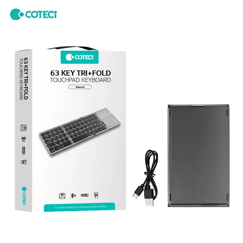 COTECi 63 Keys Tri-fold + Touchpad Bluetooth Keyboard Foldable