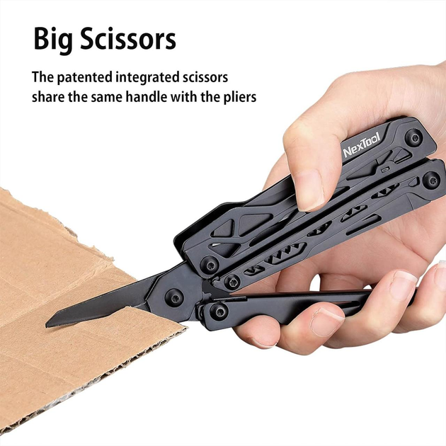 Write a SEO friendly and user friendly description for this woo-commerce product with minimum of 800 words, add headings and meta description in first section, add a FAQ section,add a specification section, add a sell convince for this product and also suggest link to browse more this type products ,Find best SEO friendly title to give the product title for this.,,,,,Main Feature of NexTool Black Knight Multifunctional Pliers 11 in 1 (NE20245) : 11 in 1 multi-function tool. The NexTool Black Knight can be used as needle nose pliers, regular pliers, wire cutters, scissors, knife, saw, bottle opener, flat screwdriver, Phillips screwdriver, nail file, knot tying tool. The kit includes a 9-in-1 bit set (Philips screwdriver – PH1, PH2, PH3. Flat screwdriver – #3, #5, #7. Wrench – H3, H4, H5), magnetic bit set holder, ready for camping, fishing or emergencies, suitable for any home improvement. A game-changing EDC multitool. The NexTool Black Knight multitool features multi-purpose pliers as well as full-size lever scissors, providing far more utility than the folding micro-scissors found on pocket knives and other multi-tools. Having a pair of sturdy scissors on hand and at work has proven invaluable. It can be adapted to easily cut rope, paracord, and paper, open bottles and wood saw while camping, cut a seat belt in an emergency, and pull wires through small gaps. Overall, it’s a great EDC tool. Strong for one-handed opening. The NexTool multi-tool knife is made of 30Cr13 stainless steel , which has high hardness and high strength, durable and rust-proof, and the performance is guaranteed even after years of use. You can access the blade and open it with one hand, cutting rope, twine, plastic tie, branches and paper, which is a unique feature of this multi-tool. Foldable and portable. The multi-function pocket knife measures 106 x 36 x 21 mm and weighs 203±5 g (folded), it feels nothing when put in any bag (set weight 287 g). The movable design saves space, comes with a pocket clip and an upgraded nylon sheath, which is easier to attach or hang on the waist when camping, fishing and hiking. 9 in 1 screwdriver set with strong magnetic connection, a set of bits that can be attached and held in place, perfect as a bicycle accessory, also perfect for camping, cycling, hiking, fishing and doing housework. Functions 11 in 1. 1. Needle-nose pliers 2. Regular pliers 3. Mini wire cutters 4. Wood saw with two rows of teeth 5. Phillips screwdriver and holder 6. Bottle opener 7. Nail file 8. Knot untie tool 9. Slotted screwdriver (flat) 10. Knife 11. Scissors.