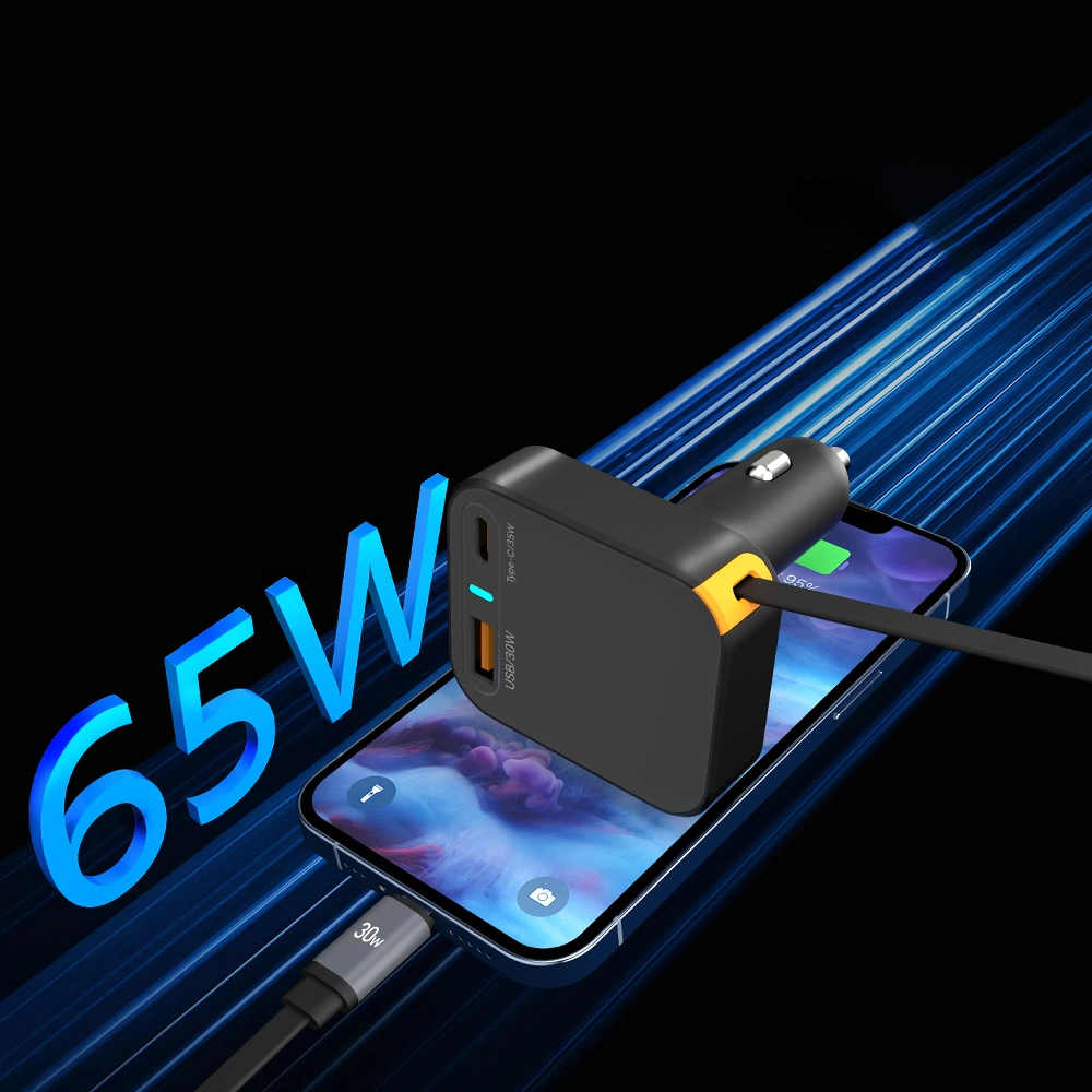 WiWU-Wi‑CC033-Helix-USB-AC-65W-Triple-Port-Car-Charger