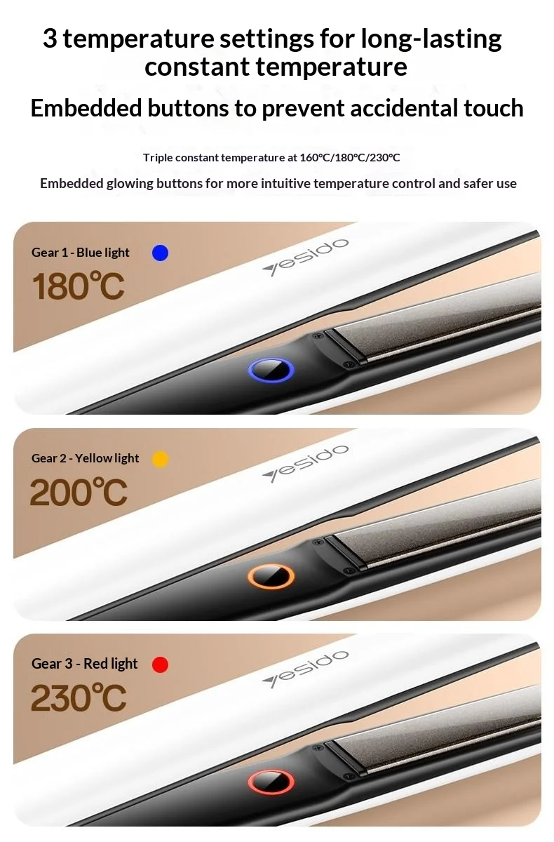 Yesido MG31 Hair Straightener – 230°C Negative Ion Ceramic Fast Heating Hair Styling Iron