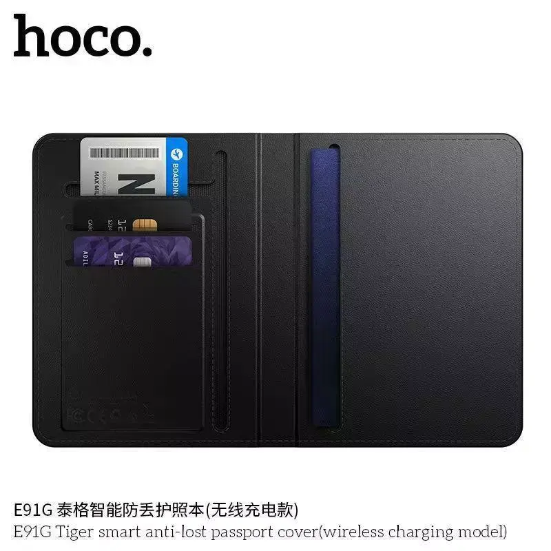 Hoco E91G Tiger Anti-Lost Smart Passport Cover (Wireless Charging Model)