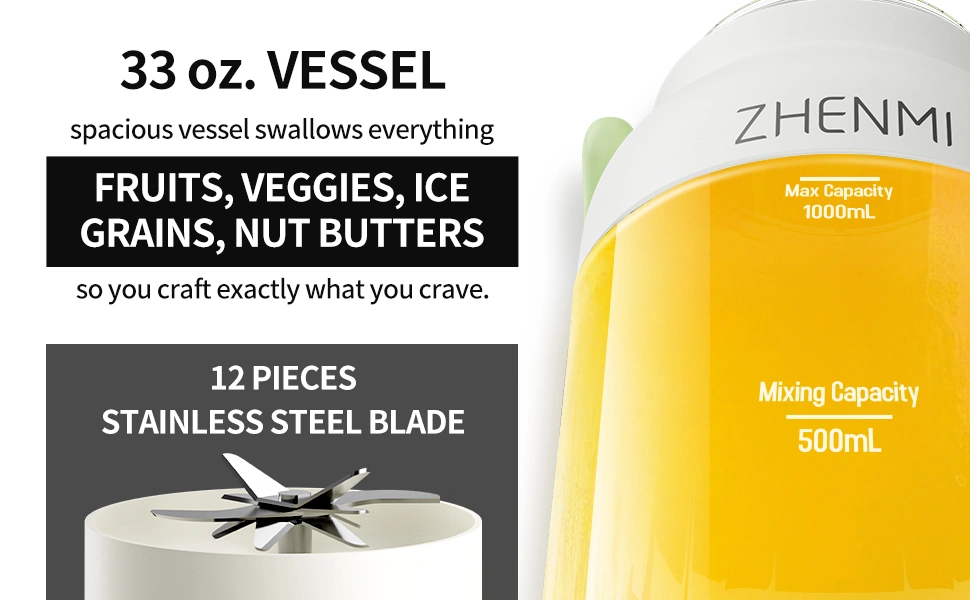 Zhenmi ZMGZ-J15 Portable Juicer 500ml USB-C Smoothie Blender